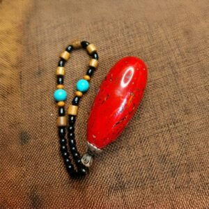 Flame Red Color | Hand-Carved Thousand-Eye Bodhi Palm Sculpture | Natural Meditation Artifact, Buddhist Spiritual Amulet (Copy)